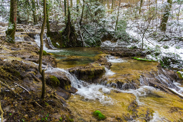Wild river on the winter