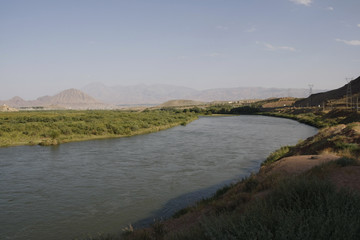 Aras river flowing along the Iranian-Azerbaijan border