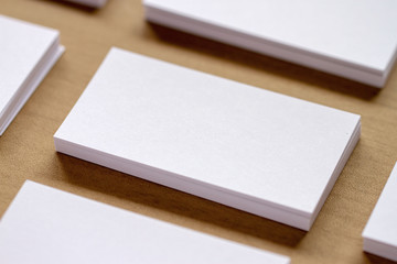 White business cards on table