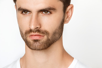 Obraz premium Strong stripped male model in black underwear on white background