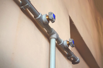 Control air valve, cock, valve, reservoir of air compressor using plastic pipe at the power plant...