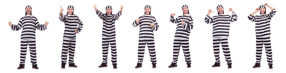 Prison inmate isolated on the white background