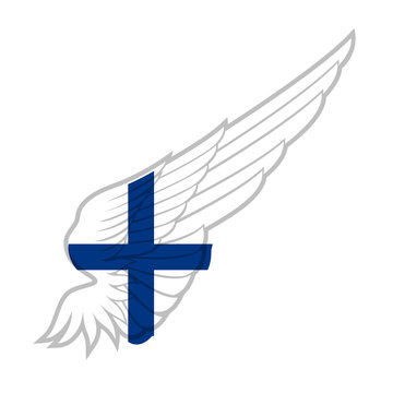 Flag of Finland on abstract Wing and white background. Vector illustration.