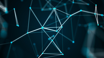 Abstract technology futuristic background. Big data visualization. Block chain network concept. 3D rendering.