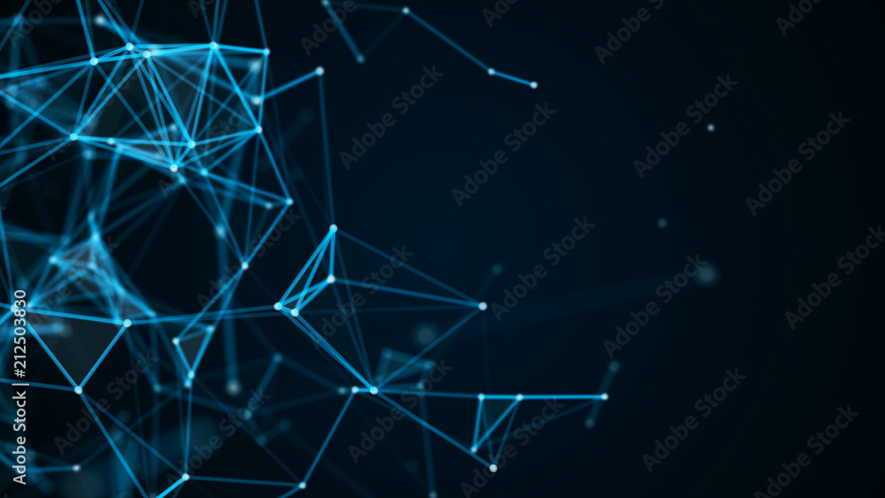 Fototapete Abstract technology futuristic background. Big data visualization. Block chain network concept. 3D rendering.