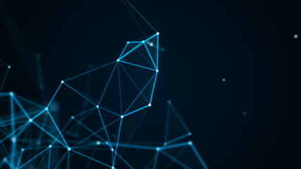 Abstract technology futuristic background. Big data visualization. Block chain network concept. 3D rendering.