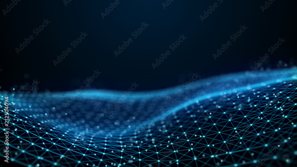 Aufkleber Abstract 3d rendering dots and lines. Technology background. Big data visualization. Artificial intelligence. Plexus.