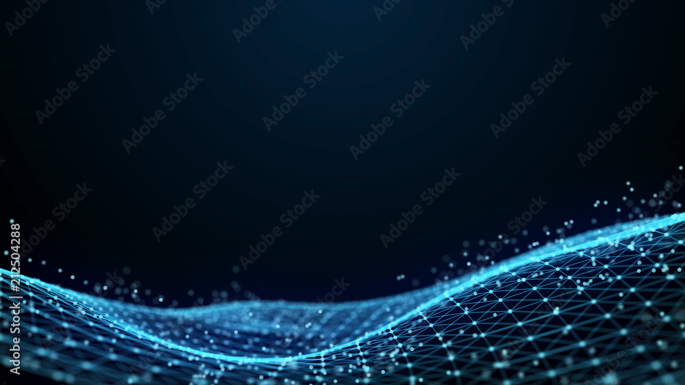 Leinwandbilder Abstract 3d rendering dots and lines. Technology background. Big data visualization. Artificial intelligence. Plexus.