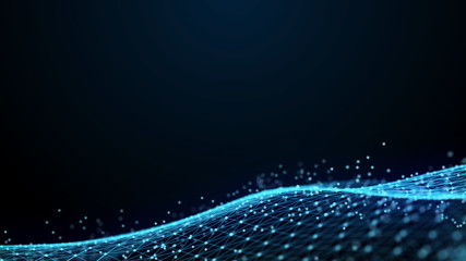 Abstract 3d rendering dots and lines. Technology background. Big data visualization. Artificial intelligence. Plexus.