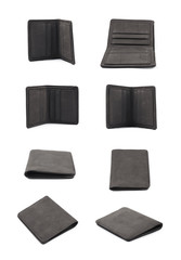 Flat leather wallet isolated