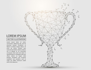 Abstract image of the Cup, consisting of 3D triangles, lines, points and connections. Vector illustration of EPS 10.