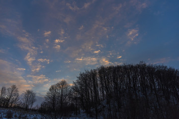 Sunrise in the winter