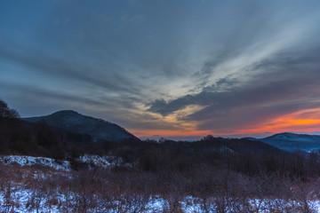 Sunrise in the winter