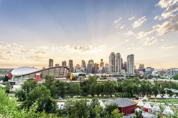 Fotobehang Prachtig panorama van Calgary, Alberta, Canada © eunikas
