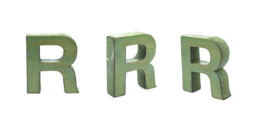 Single sawn wooden letter isolated