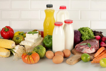 milk and meat with vegetables