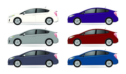 Set of different color car, realistic car models