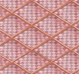 Watercolor seamless pattern of red rhomb.