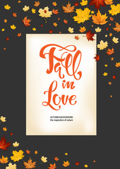 Fall in love on dark background