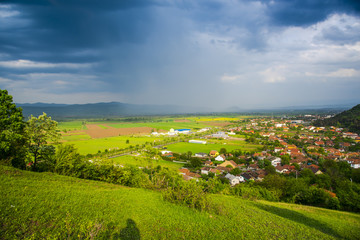 Fototapeta na wymiar Storm clouds at the Deva, Hunedoara ,Romania