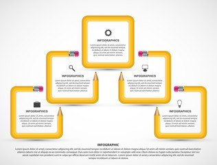 Infographics template with pencil. Can be used for education or business presentations, information banner.