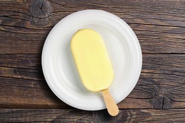 Ice cream covered with glaze