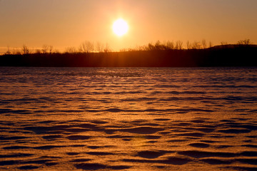 American Snowy Grassland with waves