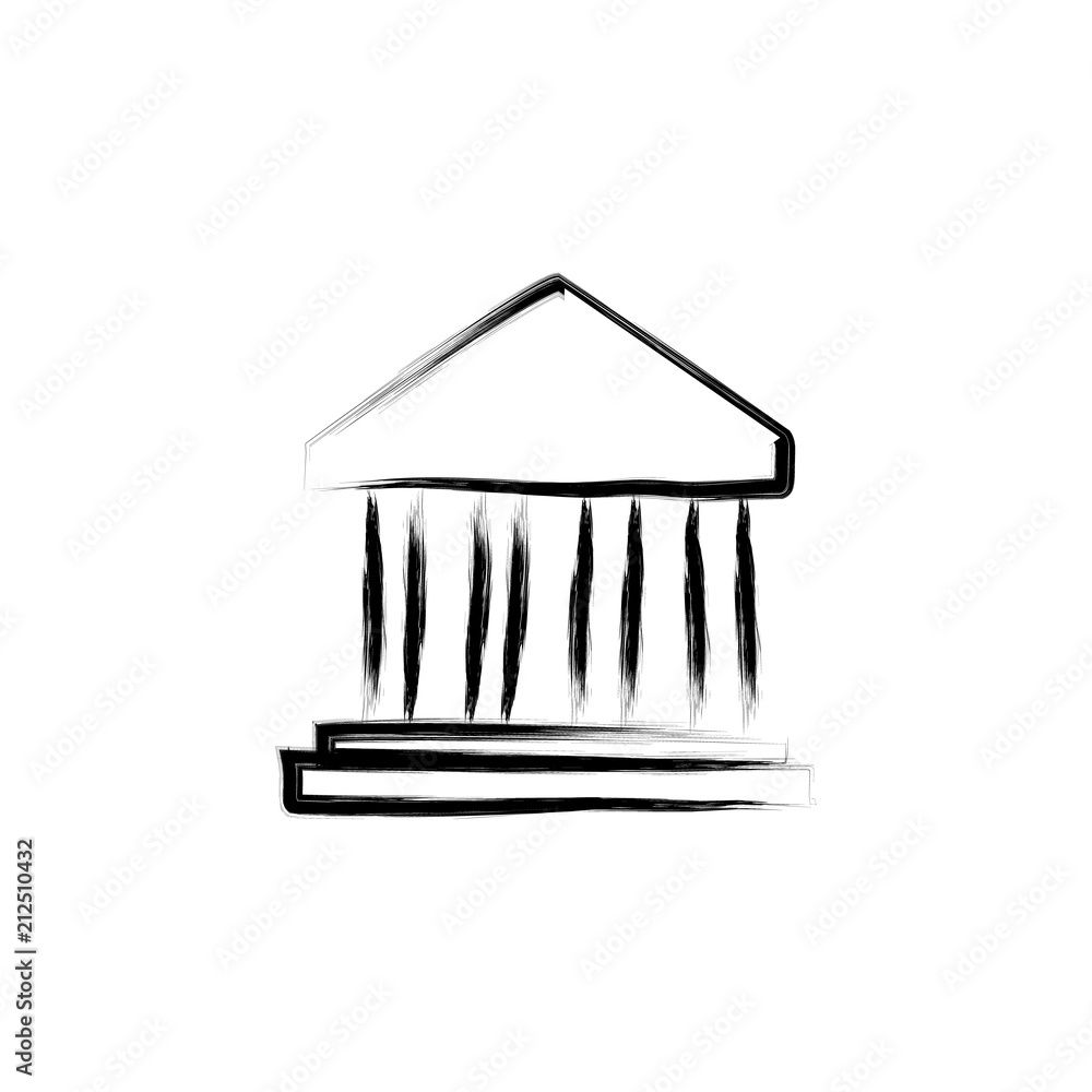 Poster building with columns sketch style illustration