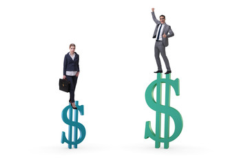 Concept of inequal pay and gender gap between man woman