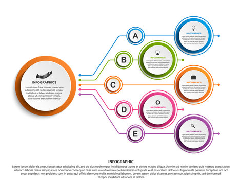 Infographic design organization chart template for business presentations, information banner, timeline or web design.