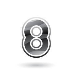 Grey Round Icon for Number 8 Vector Illustration