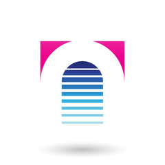 Magenta and Blue Reversed U Icon for Letter A Vector Illustration