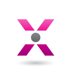 Magenta Icon of Letter X with a Circle Vector Illustration