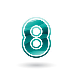 Persian Green Round Icon for Number 8 Vector Illustration