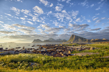 Midsummernight at Sandnes in Flakstad, Lofoten archipelago