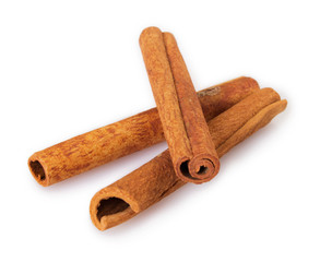 Cinnamon on white background