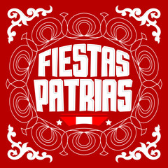 Fiestas Patrias, National Holidays spanish text, Peru theme patriotic celebration banner, Peruvian flag colors