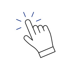 Hand clicking icon, click pointer vector
