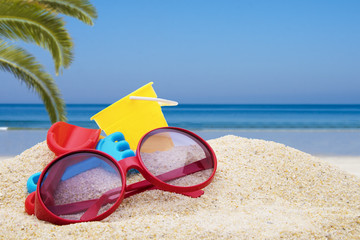 sand beach with the sea background, summer background