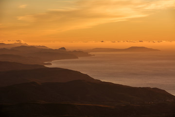 View from Demerdzhi to the south-eastern coast of the Crimea: Chicken-Kaya Cape, Kapchik Cape and Meganom Cape