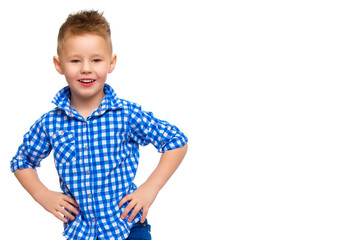 Portrait of little boy close-up, isolated.