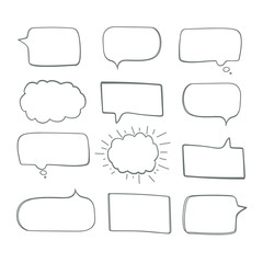 Obraz premium Set of Hand Drawn Comics Style Speech Bubbles