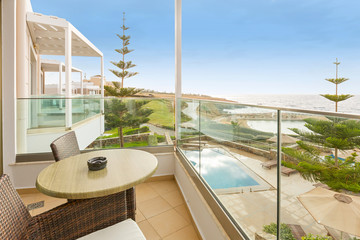 Hotel terrace with a sea view