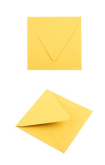 Sqaure shaped paper envelope isolated
