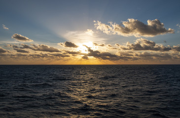 Wonderful sunset on the high seas, wonderful nature 