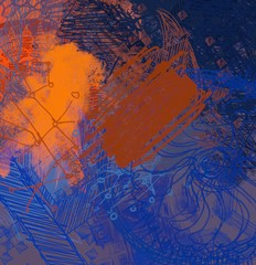 Contemporary art. Hand made art. Colorful texture. Modern artwork. Brushstrokes. Artistic background image. Abstract painting on canvas. Charcoal.