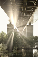 Sunset Under The Bridge Vintage Photo