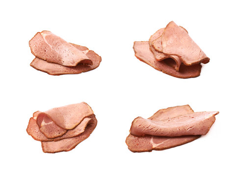 Sliced Smoked Ham Meat Isolated