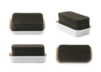 Black shoe shine sponge isolated
