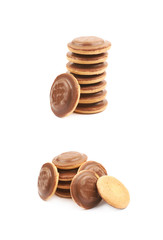 Biscuit cake with filling isolated